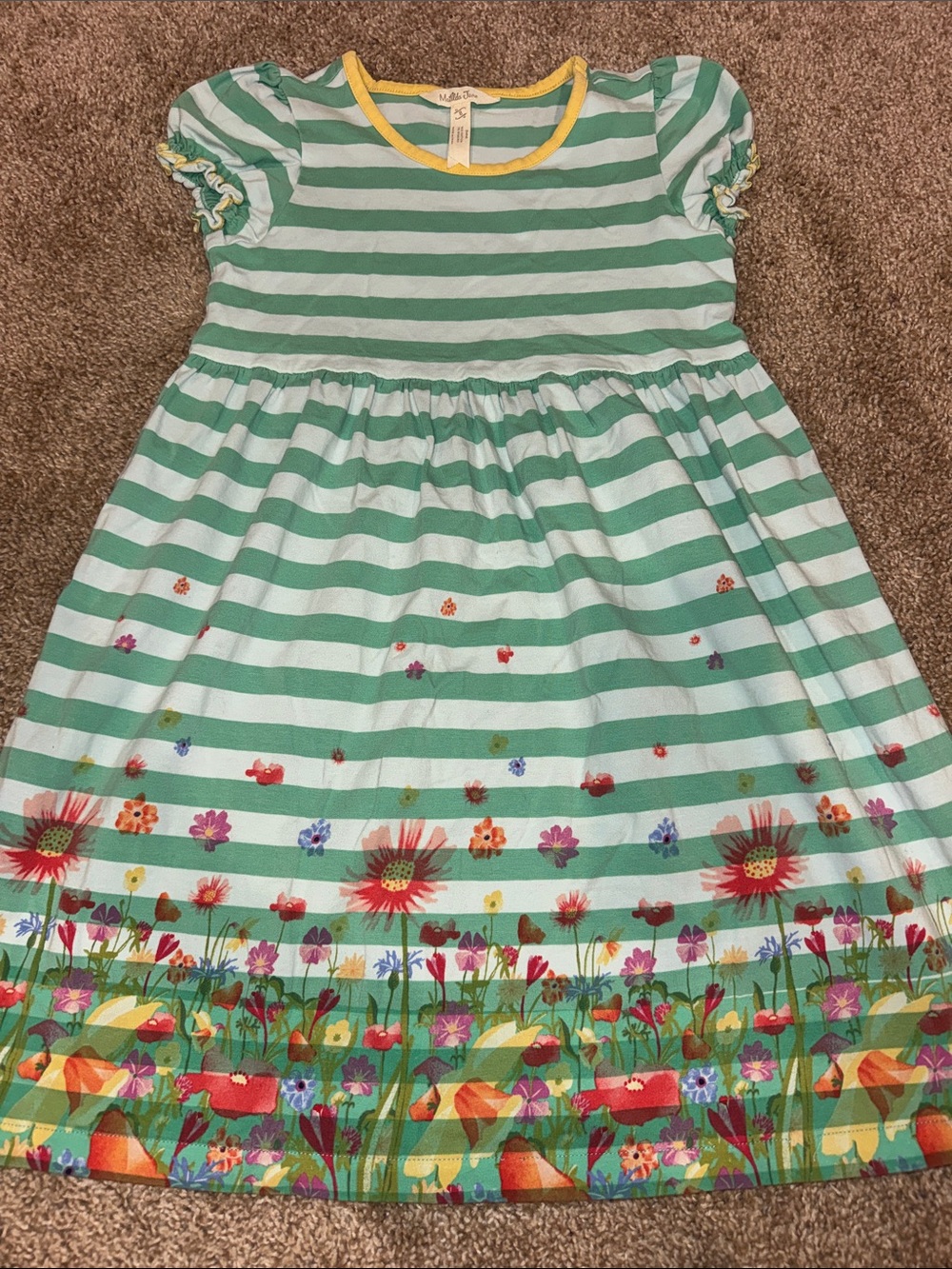 Matilda Jane Green Striped Floral Hem Girls' Dress